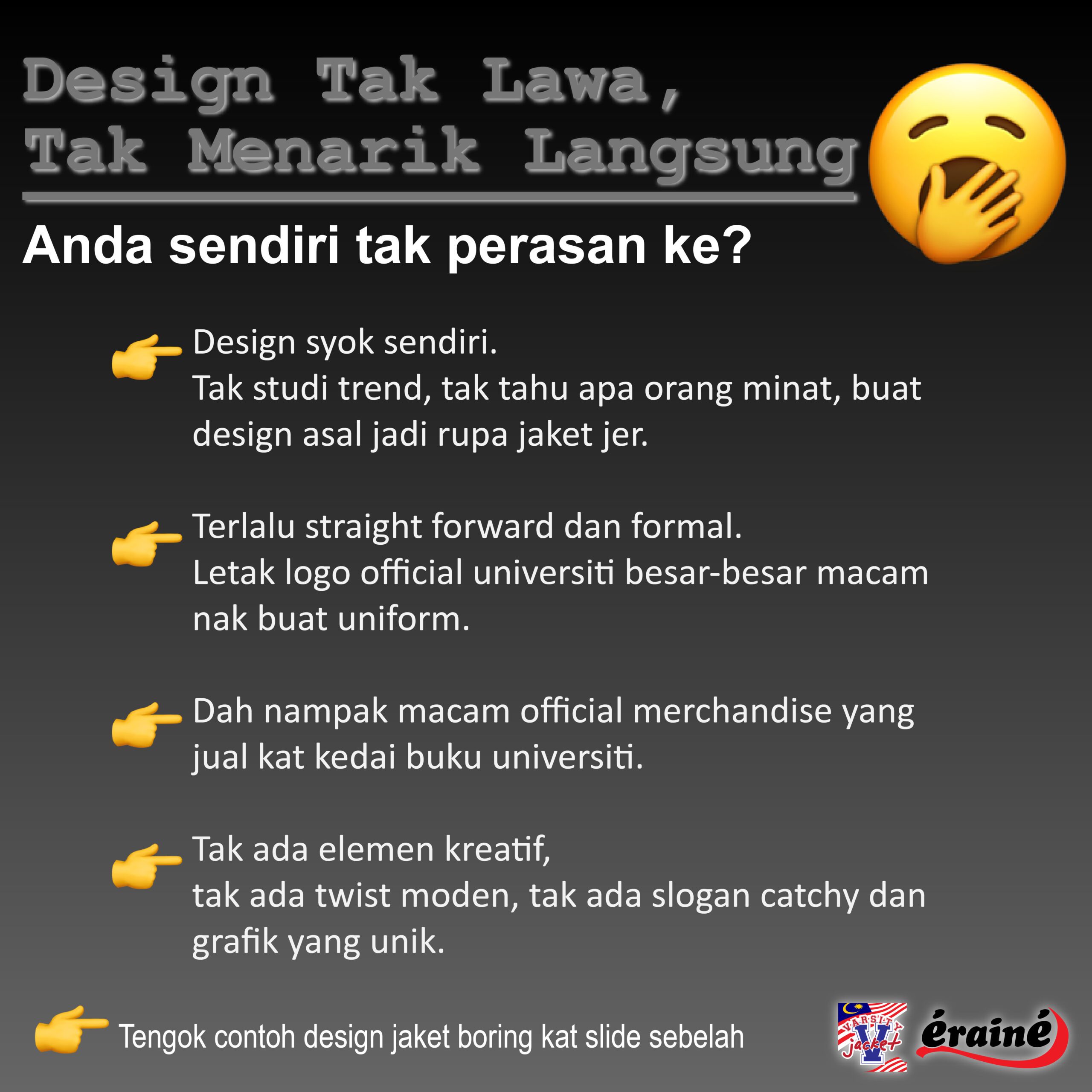 Headline design jaket tidak menarik, gaya boring dan formal