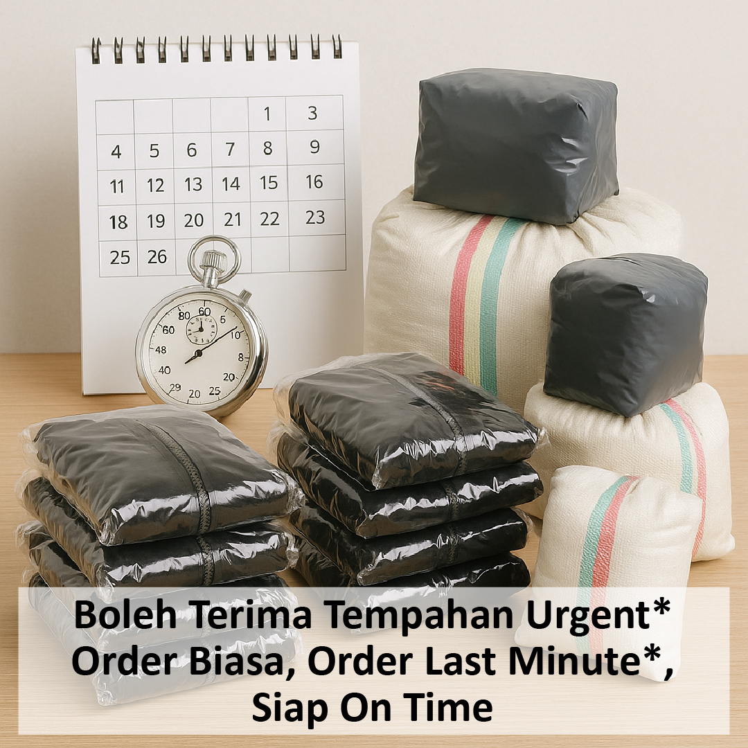 Gambar packaging pakaian dengan stopwatch dan kalendar.